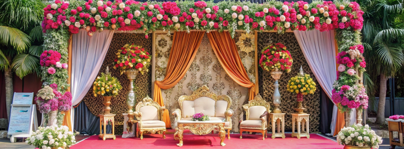 elegant wedding backdrop and decor setup