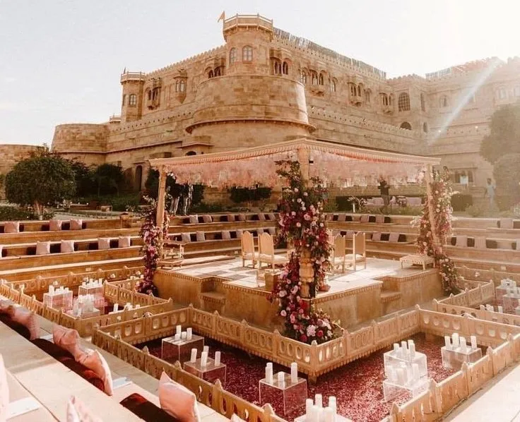 Royal mandap setup for a destination wedding in Udaipur